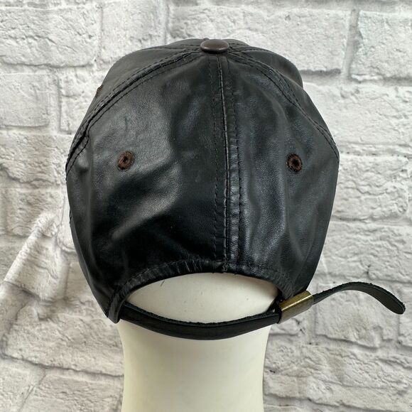 VTG NFL Cleveland Browns Embroidered Leather Cap Hat One-Size Adjustable Back - Picture 4 of 9